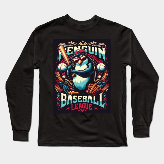 Penguin Baseball Tribute - Penguin Baseball League Long Sleeve T-Shirt by TributeDesigns